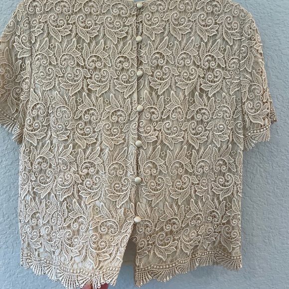 Vintage Talbots Lace Button Up‎ Top - Picture 9 of 9